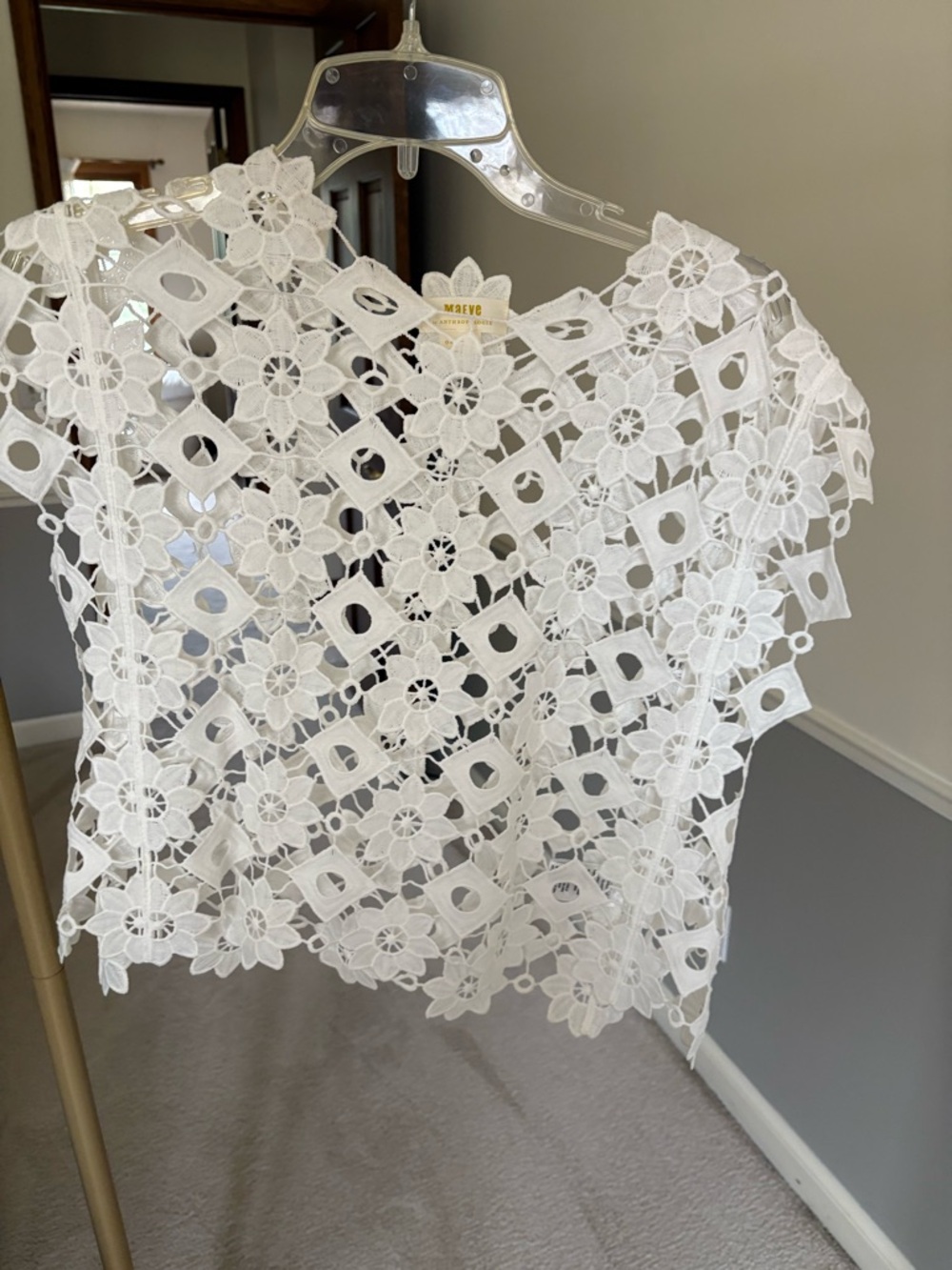 Anthropologie Maeve White Lace Crochet Tank